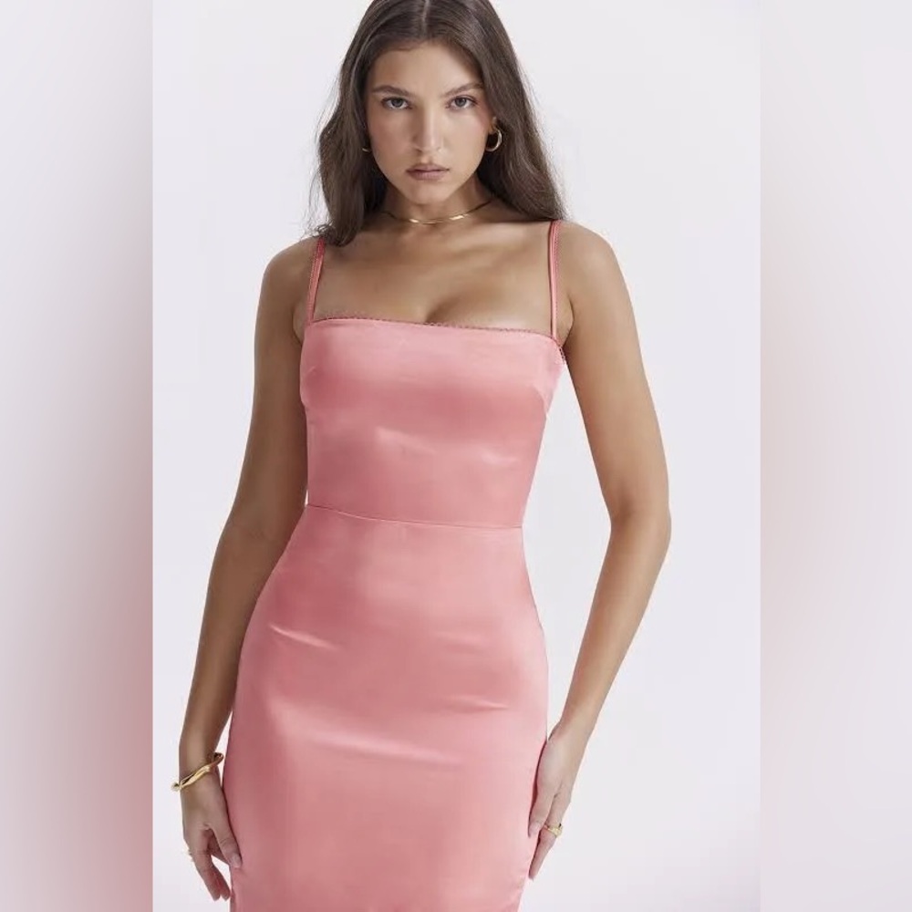 House of CB Costanza Satin Maxi Dress - Bright Peach X-Small - Picture 3 of 3